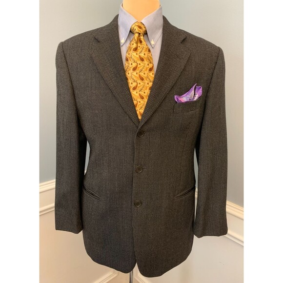 Paolo Vista Wool Blazer Mens 40R Tweed Micro Check Jacket Sportcoat - Picture 1 of 11